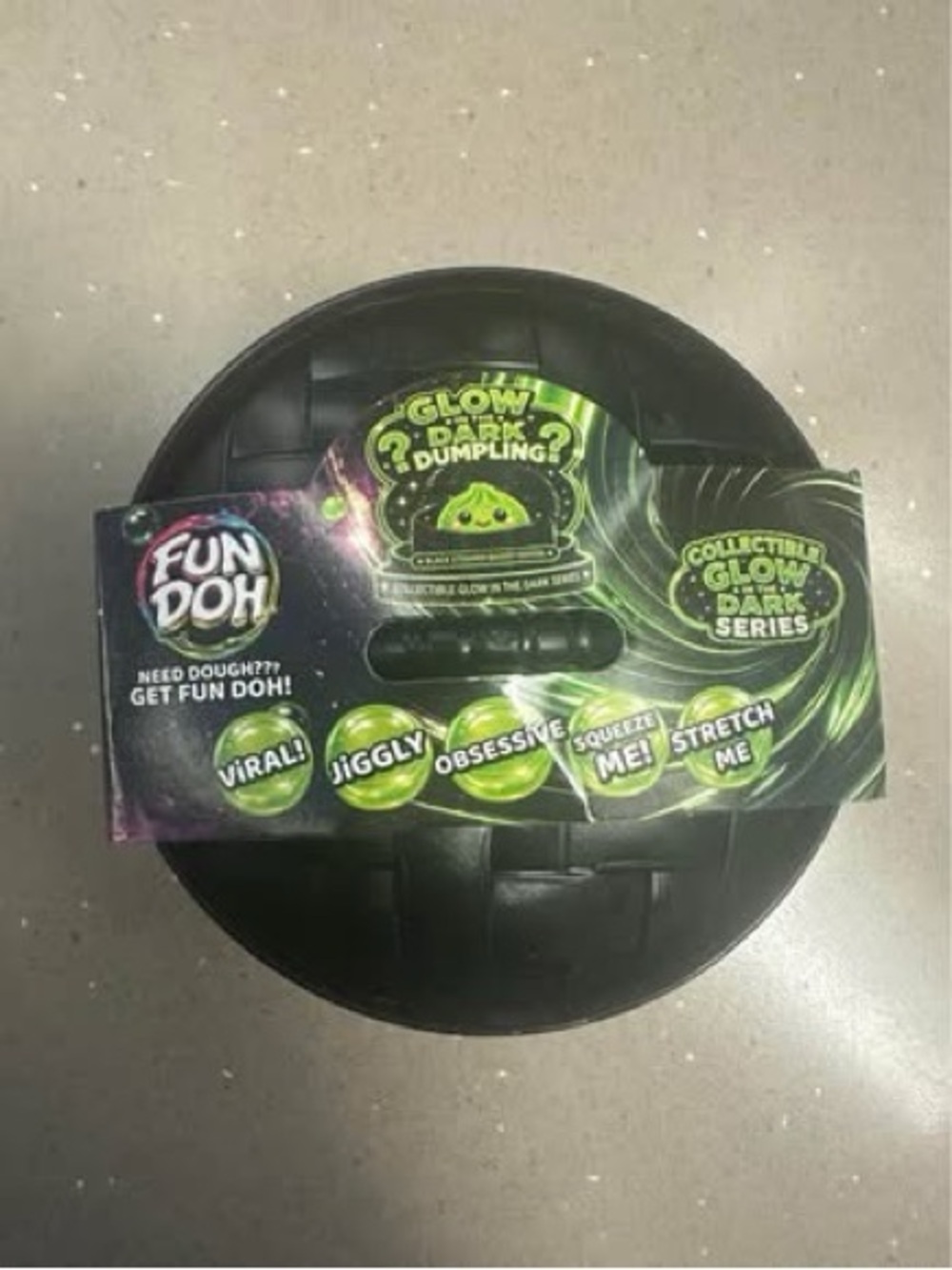 Fun Doh Glow Dumpling Sensory Toy - Black & Neon Green